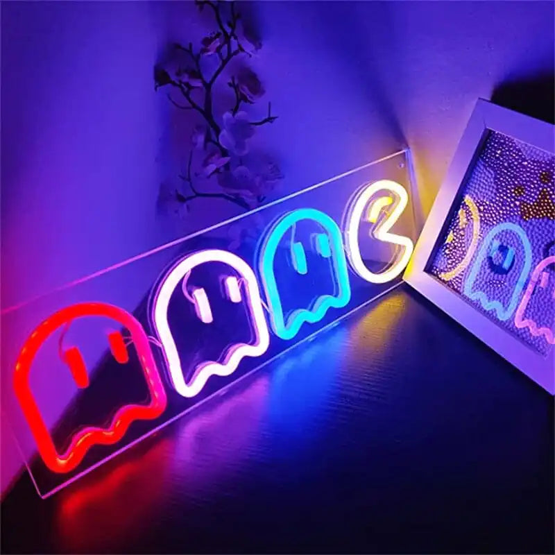 Neon Pac-Man and Ghosts LED light