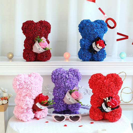 Teddy Rose Bear with Bouquet