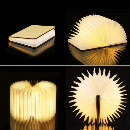 Portable 3D LED wooden Book Light