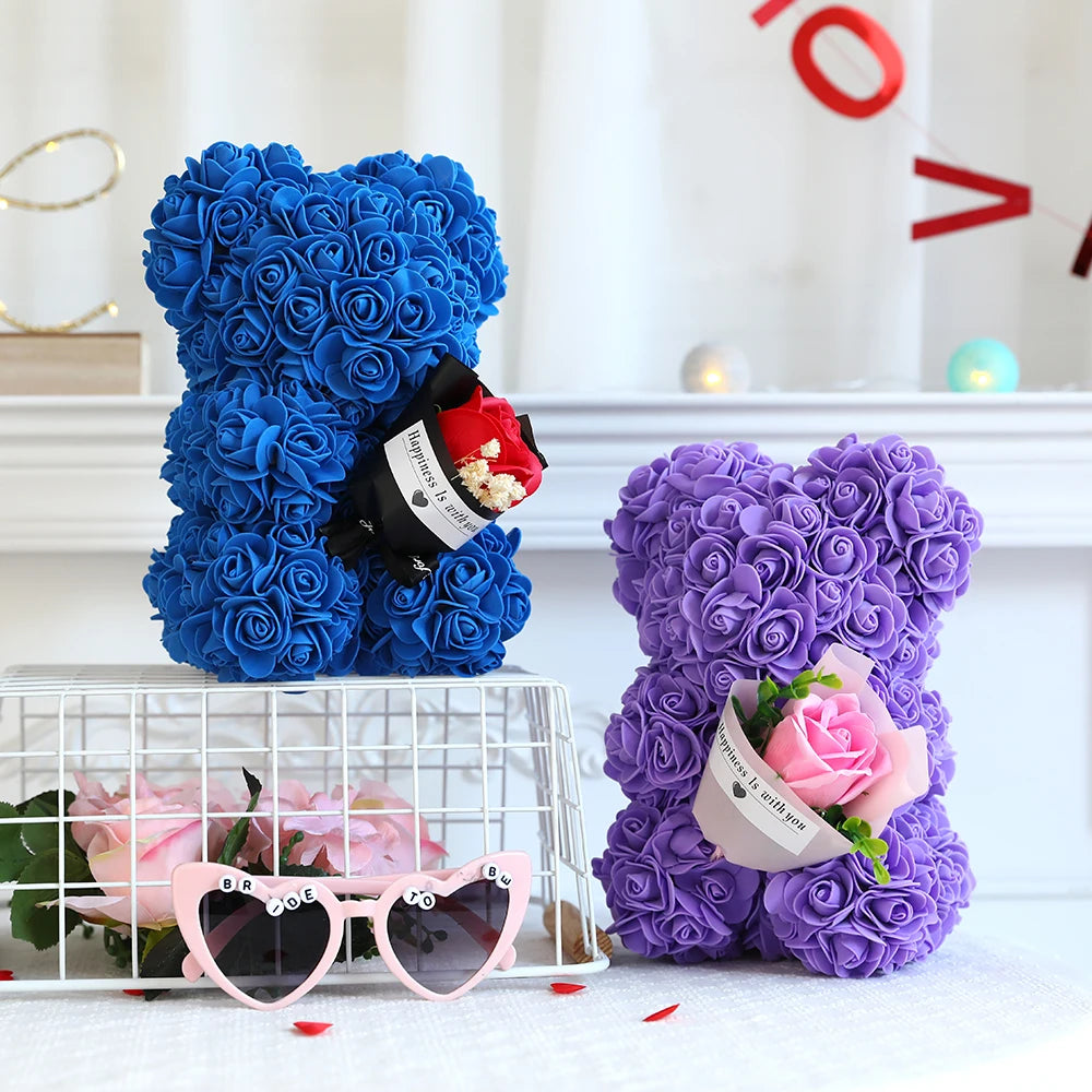 Teddy Rose Bear with Bouquet