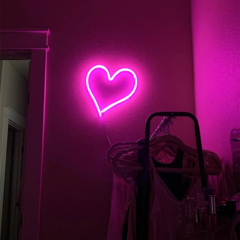 Neon Big Heart Wall Hanging Light