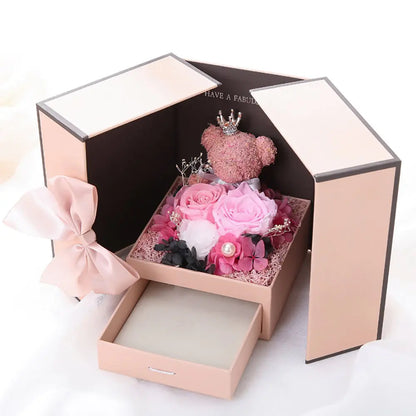 Gift Box Artificial Bear Flower