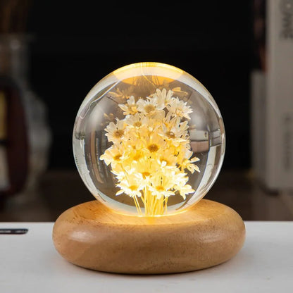 Crystal Ball 3D with Flowers Light