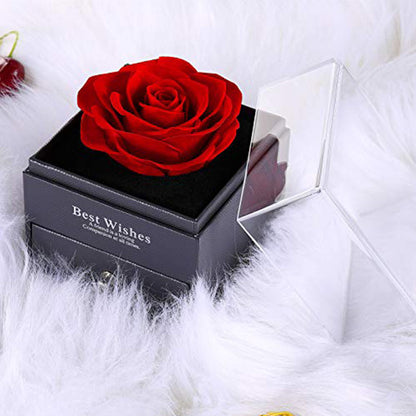 Gift Box Necklace With Rose Flower