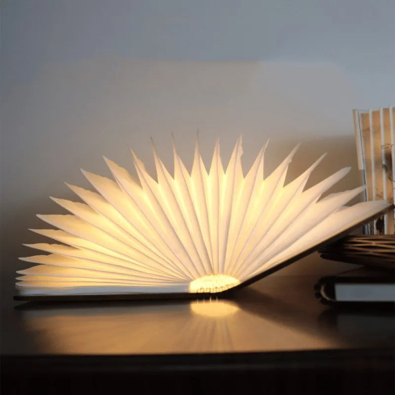 Portable 3D LED wooden Book Light